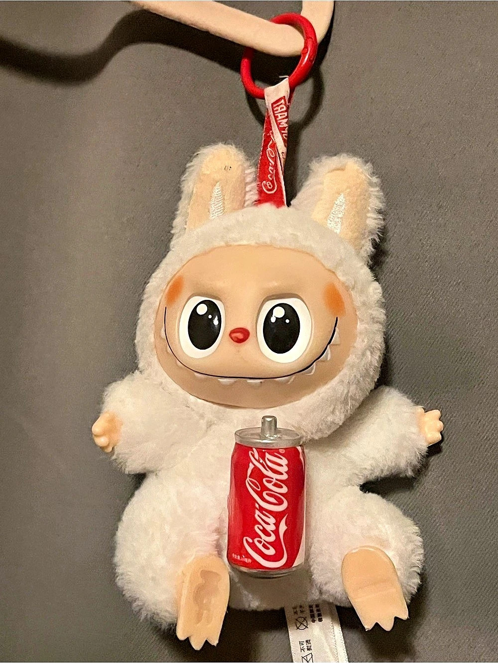 Coca-Cola plush keychain in White & Red Like New